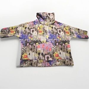 Chalet et  Ceci Top Shirt Women’s Medium Oversized Abstract Colorful Made In USA